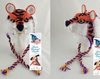 Crochet Pattern 093 - Louisiana State University Tiger Hat - All Sizes