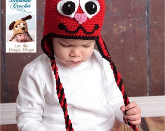 Crochet Pattern 053 - Valentine Love Bug Earflap Hat - All Sizes