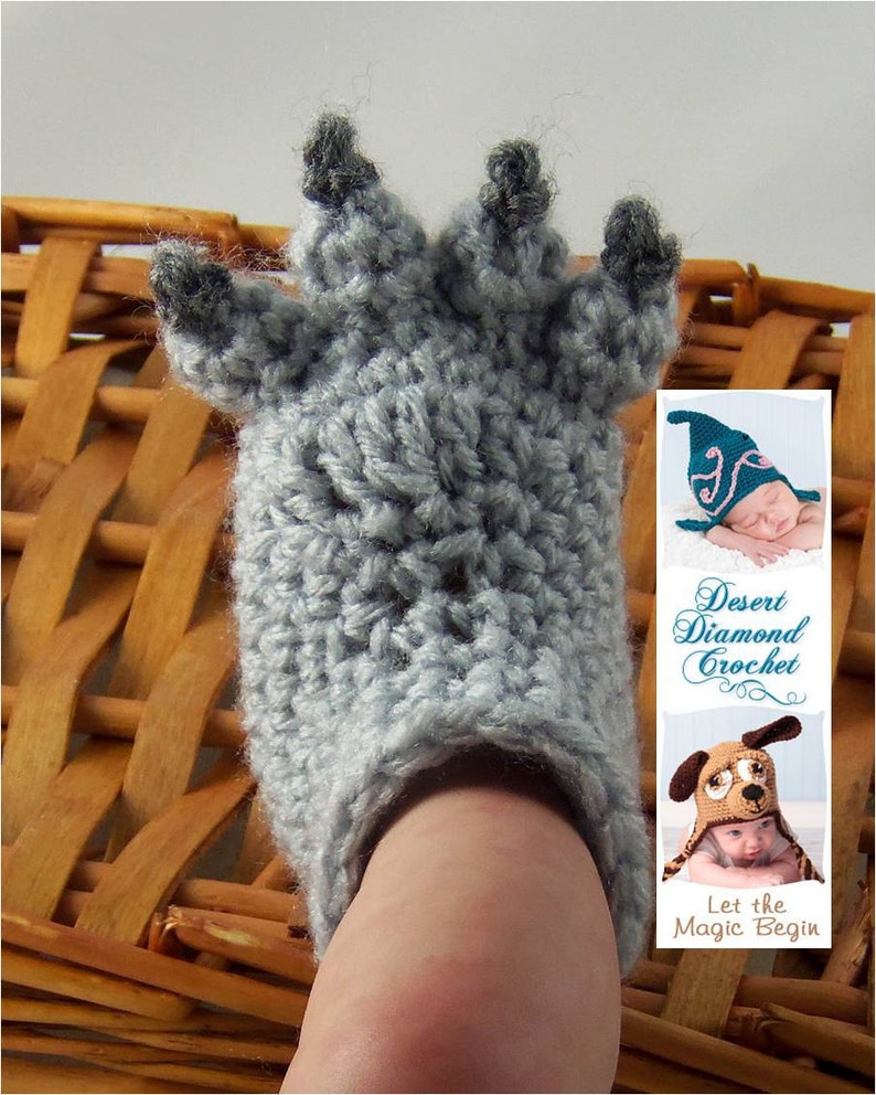 Crochet Pattern 074 Wolf Paw Baby Booties 5 Sizes image 5