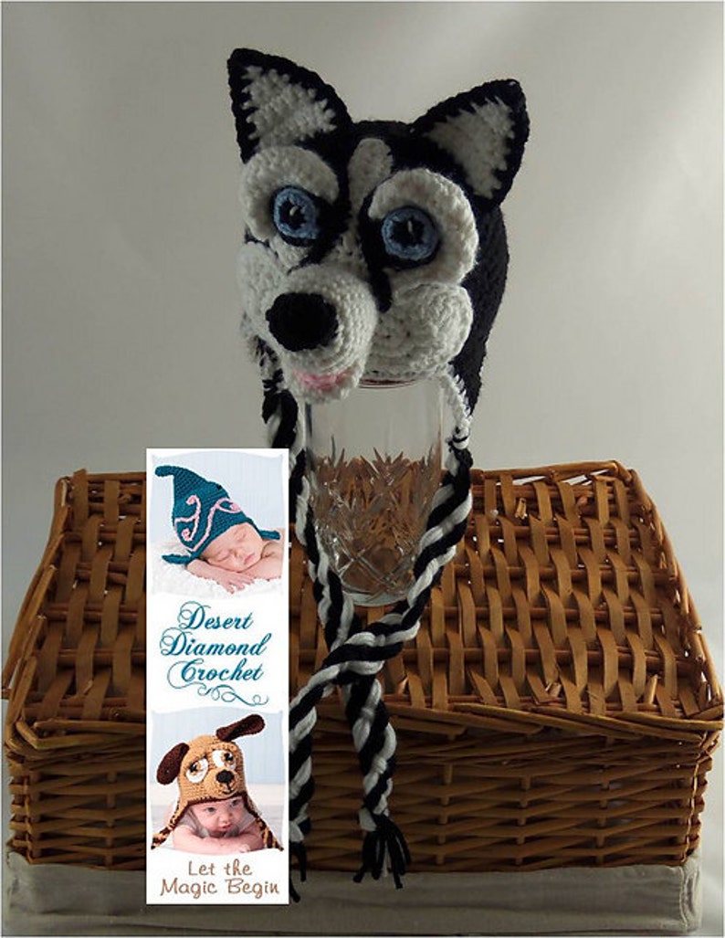 Crochet Pattern 083 Siberian Husky Beanie Hat 2 All Sizes image 2