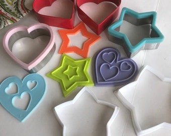 Vintage Cookie Cutters 1970s 10 Pieces Shapes Stars and Hearts