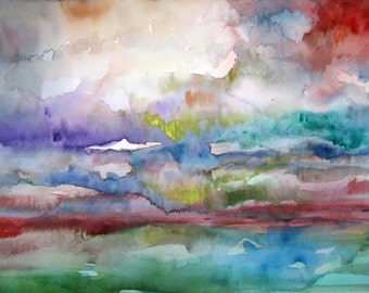 Original Watercolor Painting Abstract - Day's End