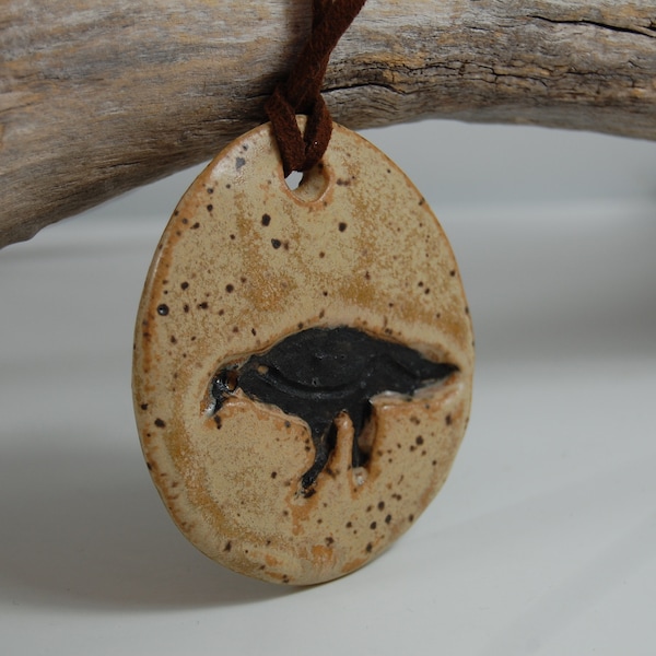 Essential Oil Diffuser Pottery bird stamp Necklace - Aromatherapy Essential Oils Handmade, Stamped.    J06