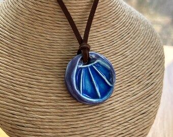 Glass Infused Pottery Necklace C3