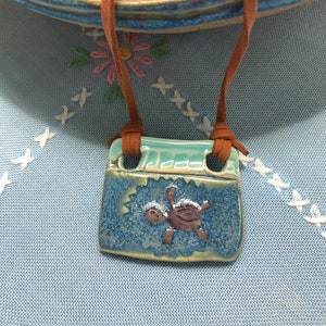 Baby Sea Turtle Beach Pottery Necklace j25