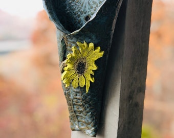 Sunflower Wall Vase, Pottery,Handmade