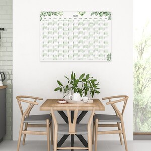 A1 Wandkalender 2024 GREENERY gefaltet Jahreskalender Querformat 84x60cm klimaneutraler Wandplaner 13 Monate Feiertagen/Kalenderwochen Bild 1