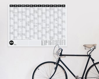 A1 Wandkalender 2024 gefaltet - Jahreskalender Querformat (84x60cm) - klimaneutraler Wandplaner 14 Monate Feiertagen/Ferien/Kalenderwochen