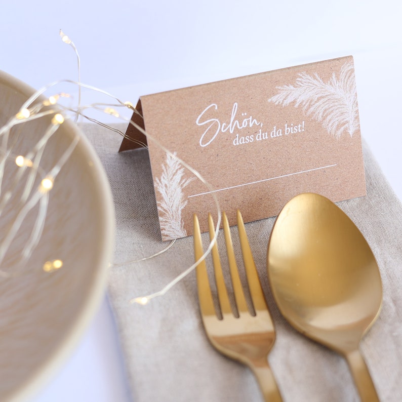 Tischkarten KRAFT BOHO zum Aufstellen für die Hochzeit im Kraftpapier Boho Vintage Style zdjęcie 7