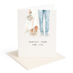 Moderne Hochzeitskarte I Perfect Team I großes B6 Format mit Carta Pura Umschlag I Glückwunschkarte Aquarell für Hochzeitspaare
