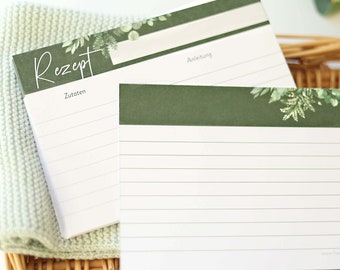 Recipe cards to fill out yourself GREENERY - 20 pieces in a set