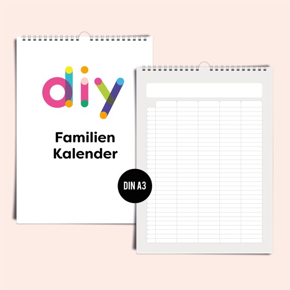 Diy Blanko Familienkalender A3 Mit 5 Spalten Zum Selbst Etsy