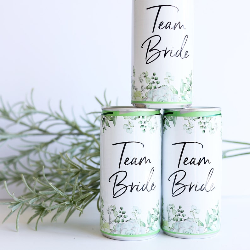 Prosecco drinks can banderole stickers for JGA / wedding with eucalyptus greenery image 3