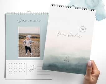 Edler DIN A4 Fotokalender Aqua Mood immerwährend I ohne Jahr | Wandkalender zum selbst gestalten & verschenken