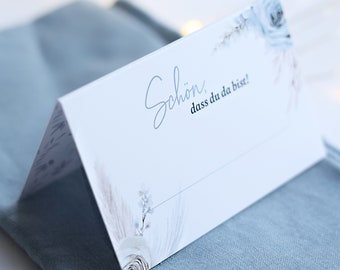 Everblue Tischkarten blanko zum Aufstellen für die Hochzeit im Aquarell Boho Design