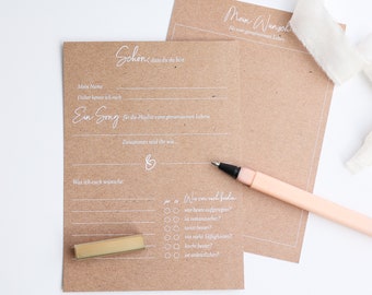 A6 guest cards & guest book cards to fill in kraft boho for the wedding