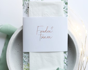 Freudentränen Karten mit Banderolen Eukalyptus / für Taschentücher zur Hochzeit / Gastgeschenk in der Kirche oder Standesamt