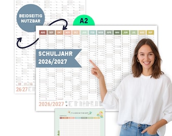 A2 Schuljahresplaner 2026/2027 Natural | minimalistisch, Naturpapier Made in Germany