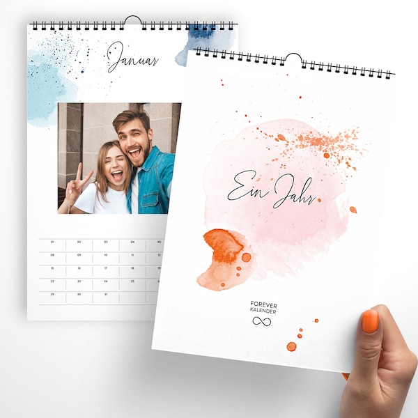 DIN A4 Immerwährender Fotokalender Forever Kalender Happy Spot ohne Jahr Wandkalender zum selbst gestalten & verschenken