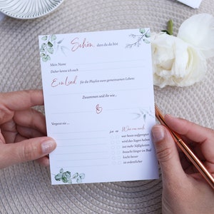 A6 Gästekarten & Gästebuch Karten zum Ausfüllen für die Hochzeit im Eukalyptus Design