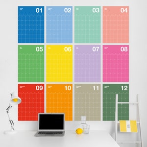 A2 Bunter Wandkalender 2024 Jahresplaner 2024 im Pantone Style Terminkalender Colorful Bild 3