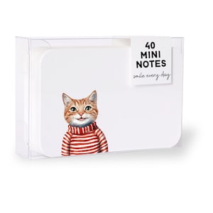 40 Kleine Blanko Karten Katze mit Box - für liebe Worte, Pausenbrot Karte für Katzenfreunde, Brotzeit Notiz, Dankekarte, für Schulkinder