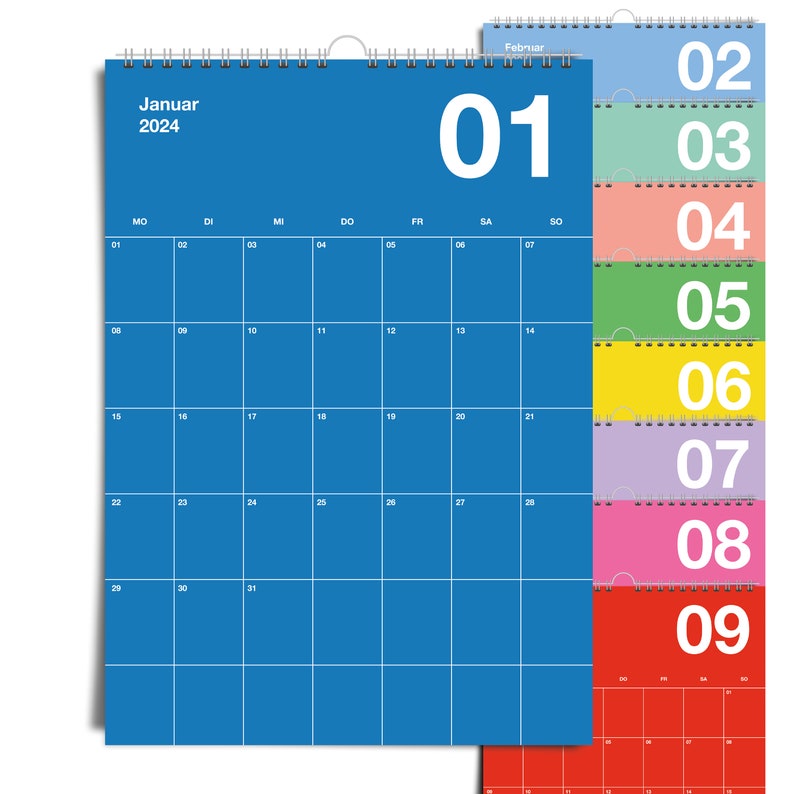 A2 Bunter Wandkalender 2024 Jahresplaner 2024 im Pantone Style Terminkalender Colorful Bild 4