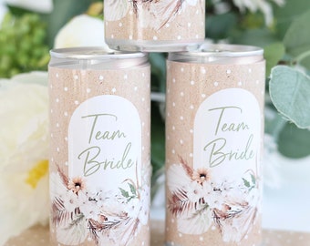 Prosecco Getränke Dosen Banderolen Sticker für JGA Deko Hochzeit Kraftpapier Boho Greenery