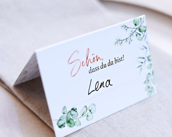 Elegant place cards GREENERY for the wedding in eucalyptus design - seating cards