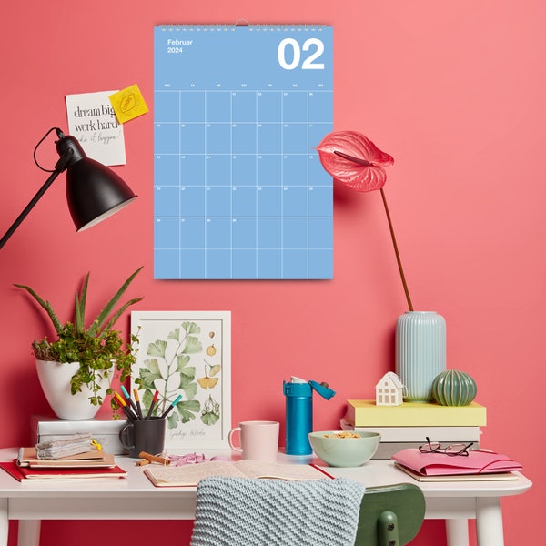 A2 Bunter Wandkalender 2024 - Jahresplaner 2024 im Pantone Style Terminkalender Colorful