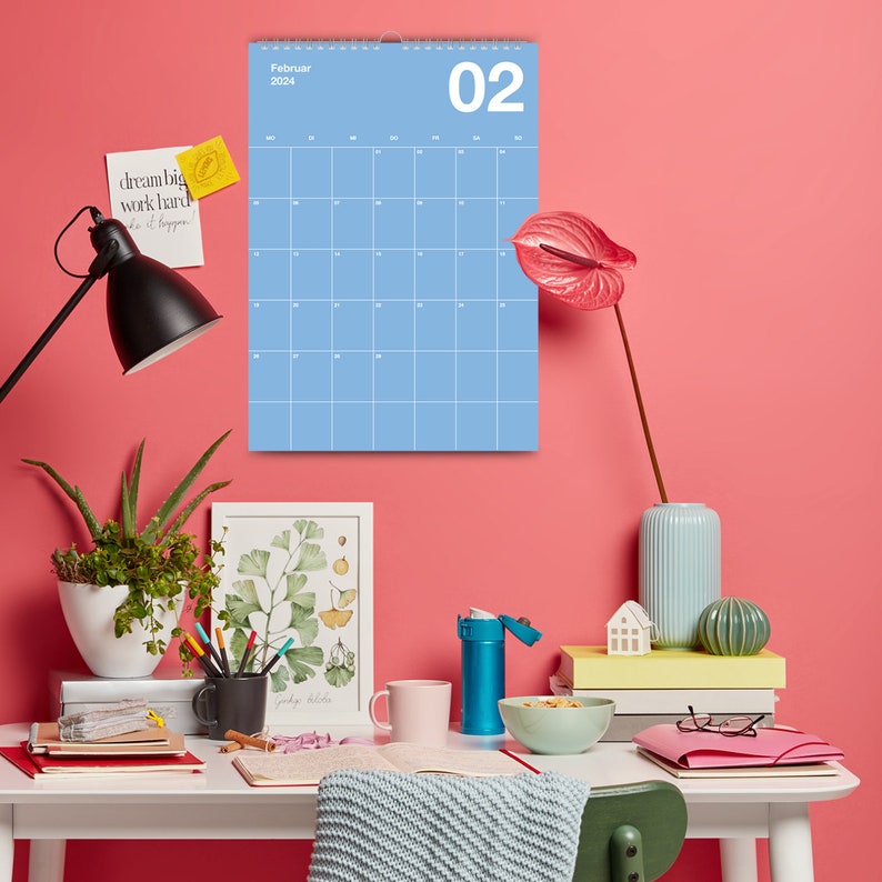 A2 Bunter Wandkalender 2024 Jahresplaner 2024 im Pantone Style Terminkalender Colorful Bild 1