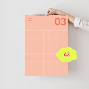 A3 Bunter Wandkalender 2026 pastell - Jahresplaner 2026 im Pantone Style Terminkalender Colorful