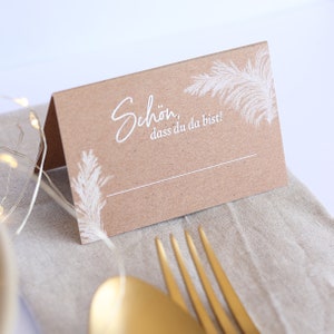 Tischkarten KRAFT BOHO zum Aufstellen für die Hochzeit im Kraftpapier Boho Vintage Style zdjęcie 1