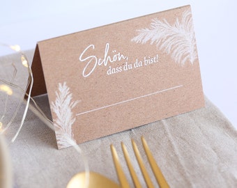 Tarjetas de mesa KRAFT BOHO para montar en la boda en papel kraft estilo boho vintage