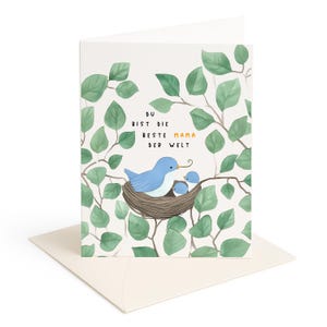 Große Grußkarte Mama Bird I großes B6 Format mit Carta Pura Umschlag I Glückwunschkarte Mama Geburt Baby