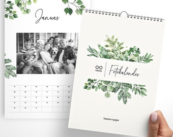 A4 / Foto IW - A4 Fotokalender GREENERY ohne Jahr, immerwährender Bastelkalender zum Selbstgestalten