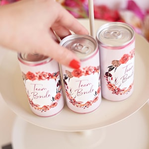 Prosecco drinks cans banderoles stickers for JGA decoration wedding red flowers roses boho image 8