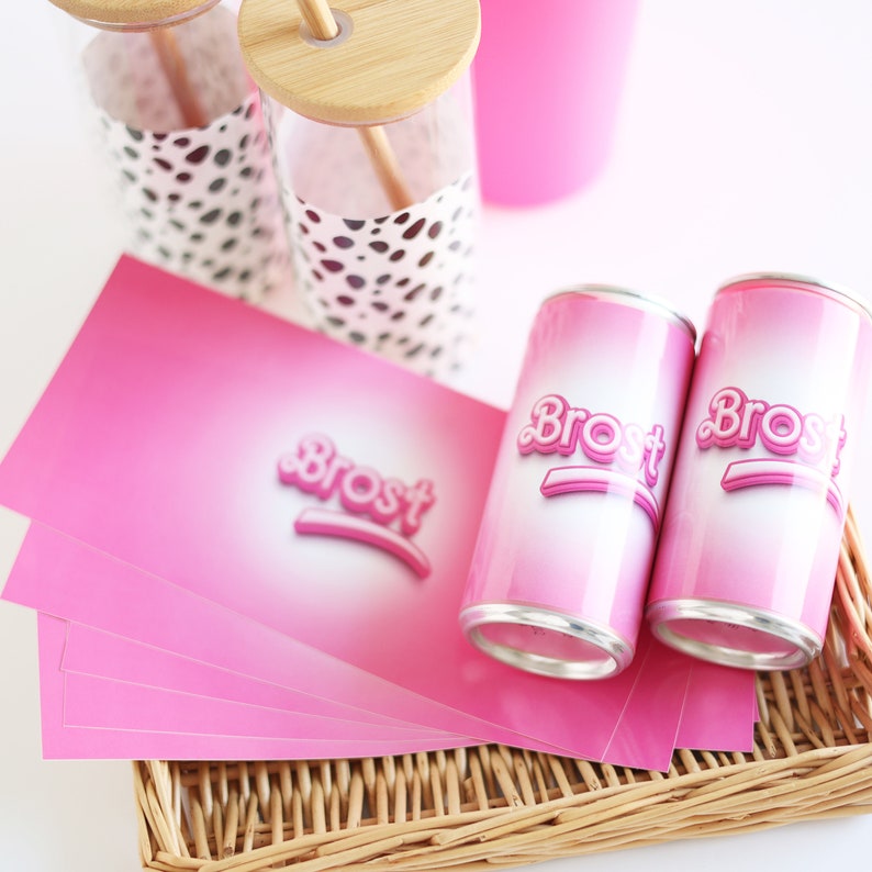 Pegatinas para latas de bebidas Prosecco, banderolas estilo Barbie / para la velada de chicas de la fiesta JGA imagen 7