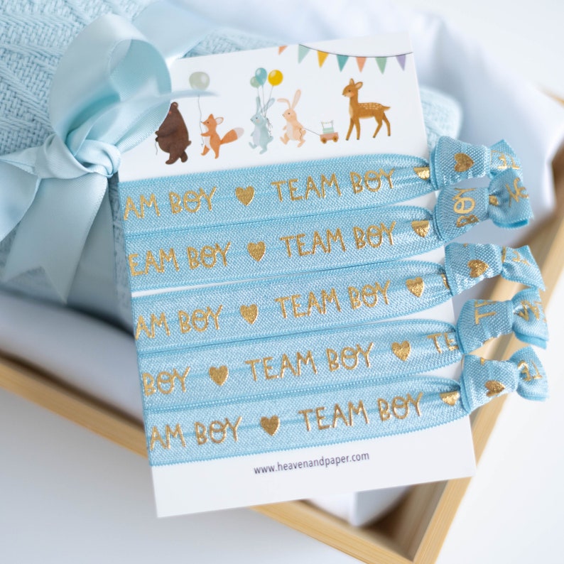 Babyparty Armbänder im Set Team Boy als Accessoire für Frauen, werdende Mama, Babyshower Gender Reveal als Mitgebsel Party für Jungen Bild 6
