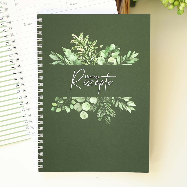 Recipe book to fill out yourself GREENERY DIN A5 with ring binding image 5