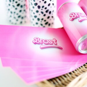 Pegatinas para latas de bebidas Prosecco, banderolas estilo Barbie / para la velada de chicas de la fiesta JGA imagen 6