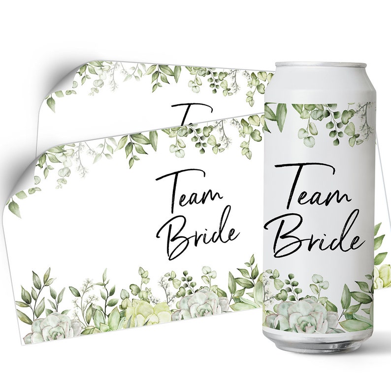 Prosecco drinks can banderole stickers for JGA / wedding with eucalyptus greenery image 7