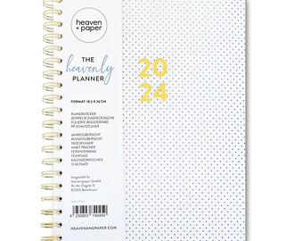 Terminplaner 2024 mit Ringbindung, Kalender DIN A5+ (fast A4) , Jahresplaner und Taschenkalender Planer mit Stickern