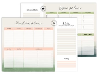 Weekly planner and meal planner A4 pad 2 in 1 with 50 sheets of to-do list, shopping list, wish list. Modern & elegant design