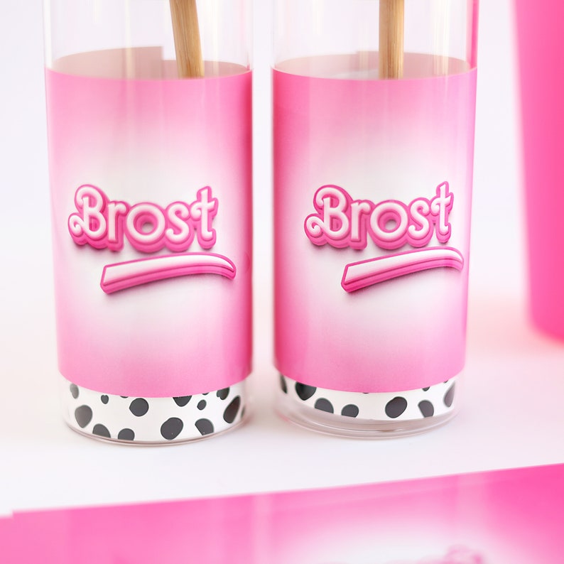 Pegatinas para latas de bebidas Prosecco, banderolas estilo Barbie / para la velada de chicas de la fiesta JGA imagen 2
