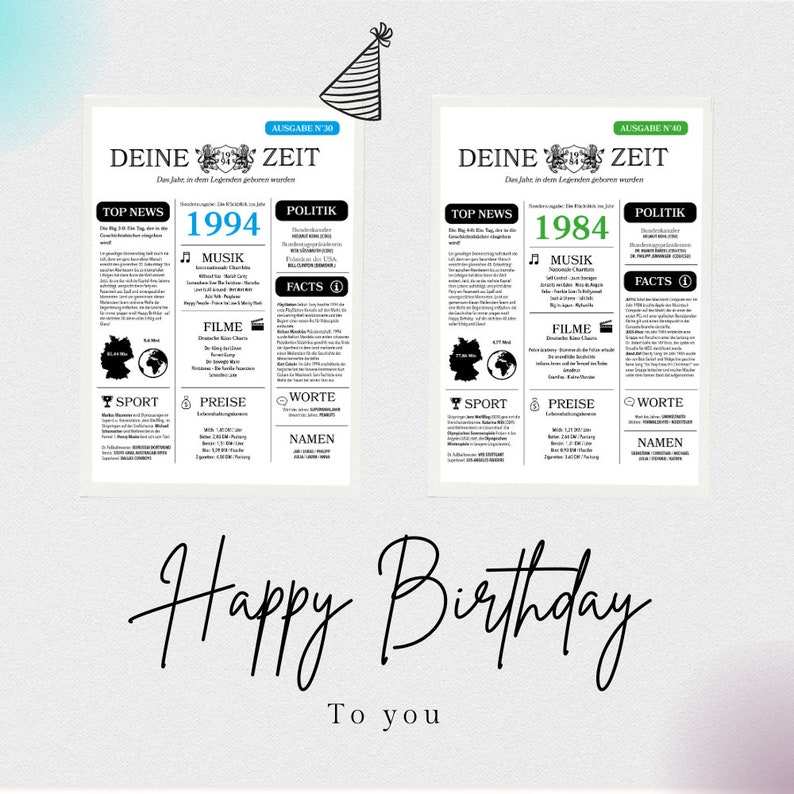 50th birthday funny personalized birthday card or poster with year 1974 newspaper layout image 7