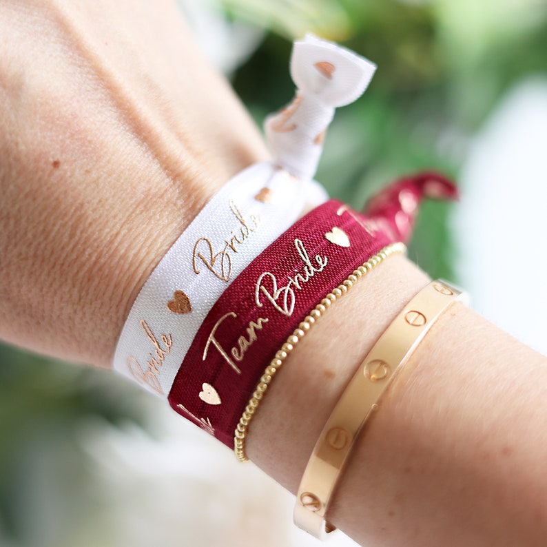 JGA 5 bracelets in the Team Bride set as an accessory dark red for weddings and bachelor parties image 3