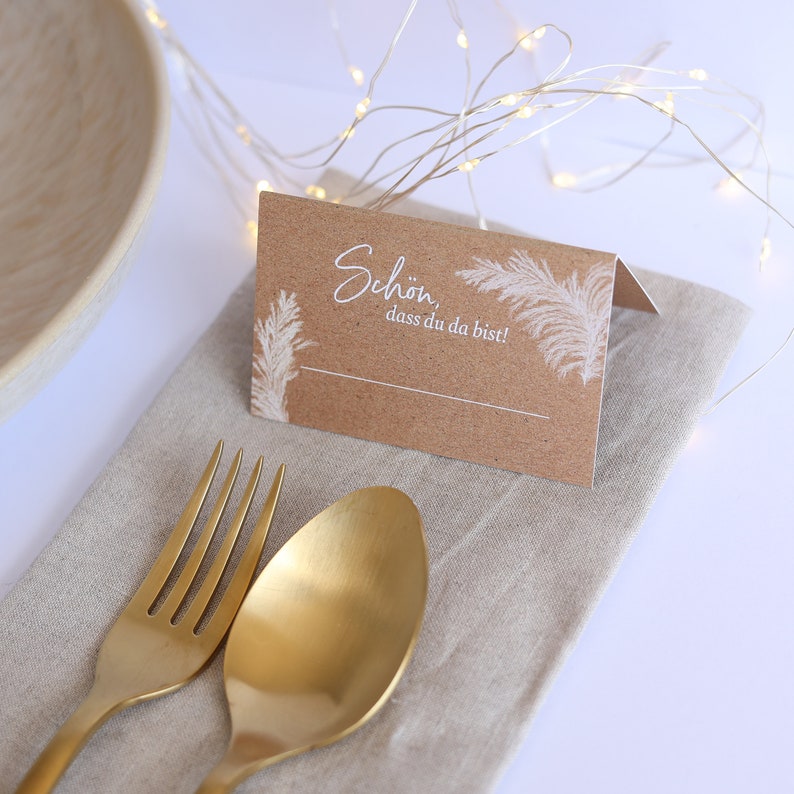 Tischkarten KRAFT BOHO zum Aufstellen für die Hochzeit im Kraftpapier Boho Vintage Style zdjęcie 4