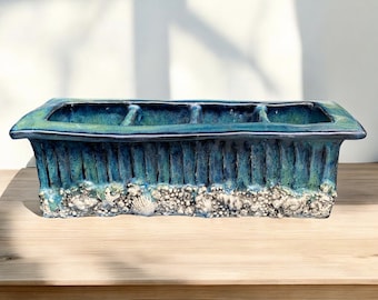 Organizer, Küche, Bad, Schlafzimmer, Taschenartikel des Mannes, Herzstück, Sukkulenten-Blumentopf, blau, grün, Strand, Muscheln, handgefertigt, Keramik