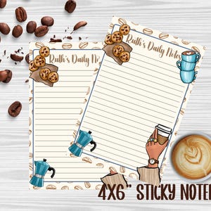 Individuell angefertigte Kaffee Post-it® Notizblöcke, Tagesplanung, Geschenk für Kaffeeliebhaber, personalisierter Notizblock, Home Office Essentials, Lernblock
